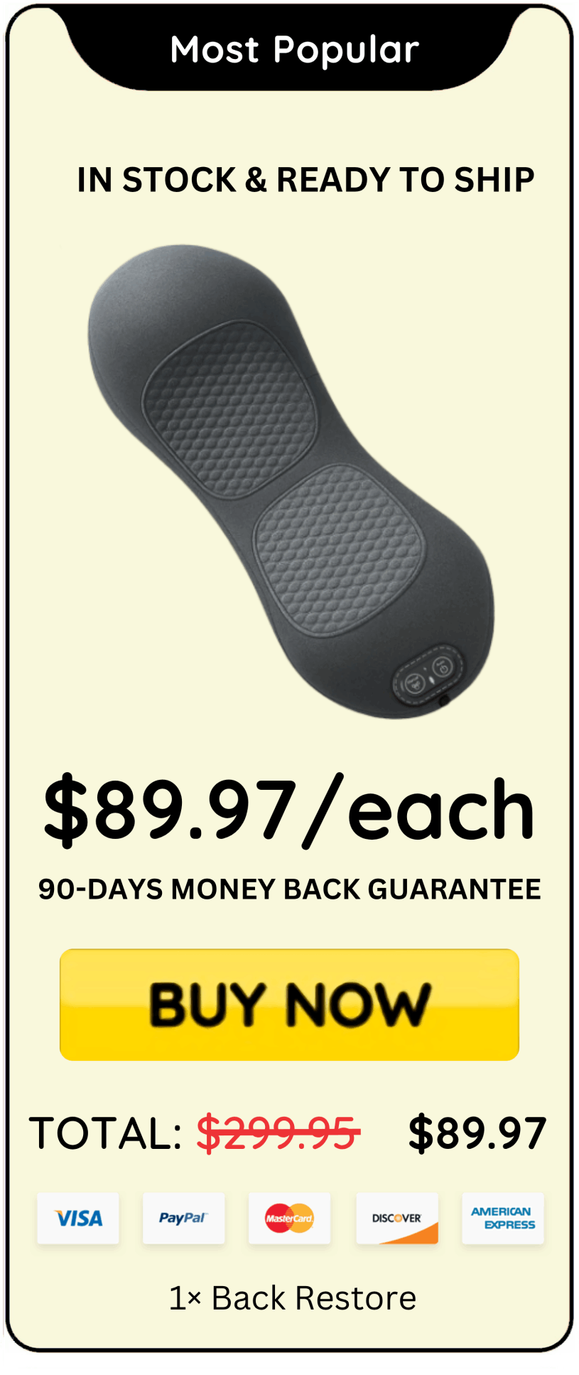 Back Restore offer price 