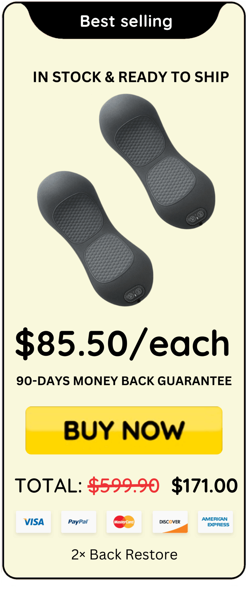 Back Restore offer price 